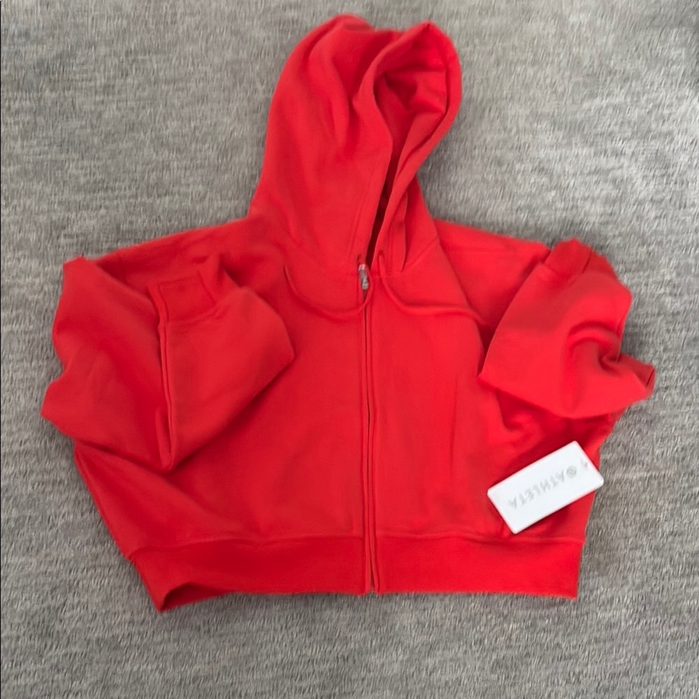 Athleta Red Zip-Up Hoodie Sweatshirt